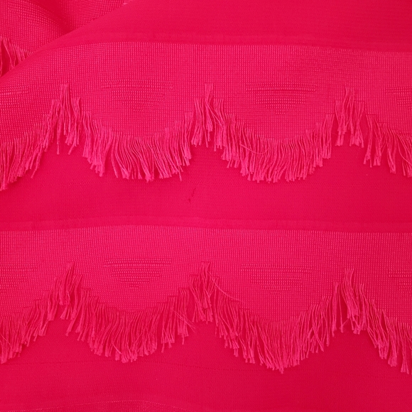 60s Vintage Hand Sewn Red Eyelash Fringe 2 Piece Pencil Skirt Suit - Picture 15 of 16